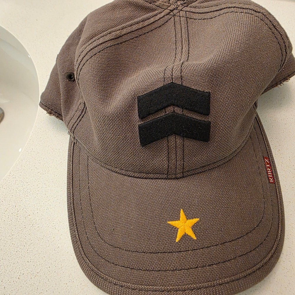 KURTZ Mens Brown Canvas Star and Chevron Patch Baseball Cap One Size